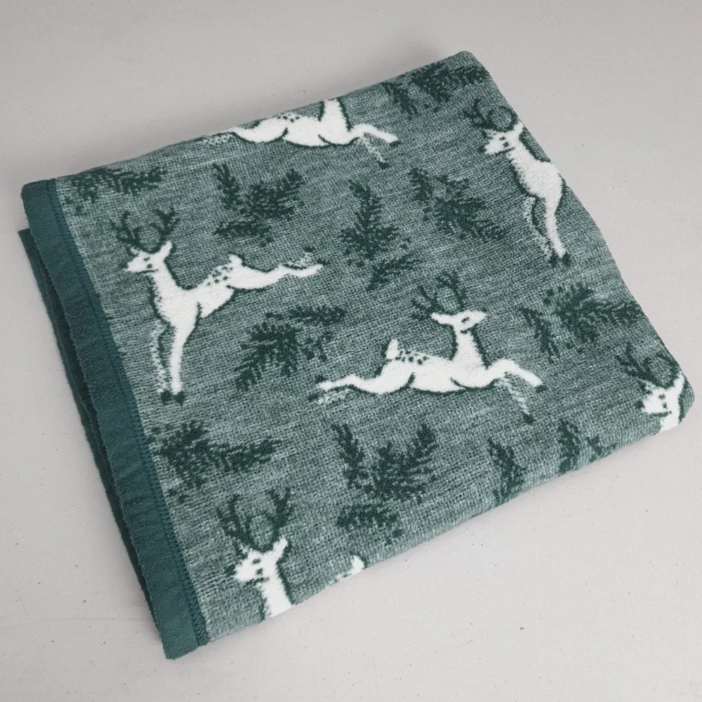 CHAPPYWRAP X The Foggy Dog Green Reindeer Pet Blanket Throw Cotton Poland